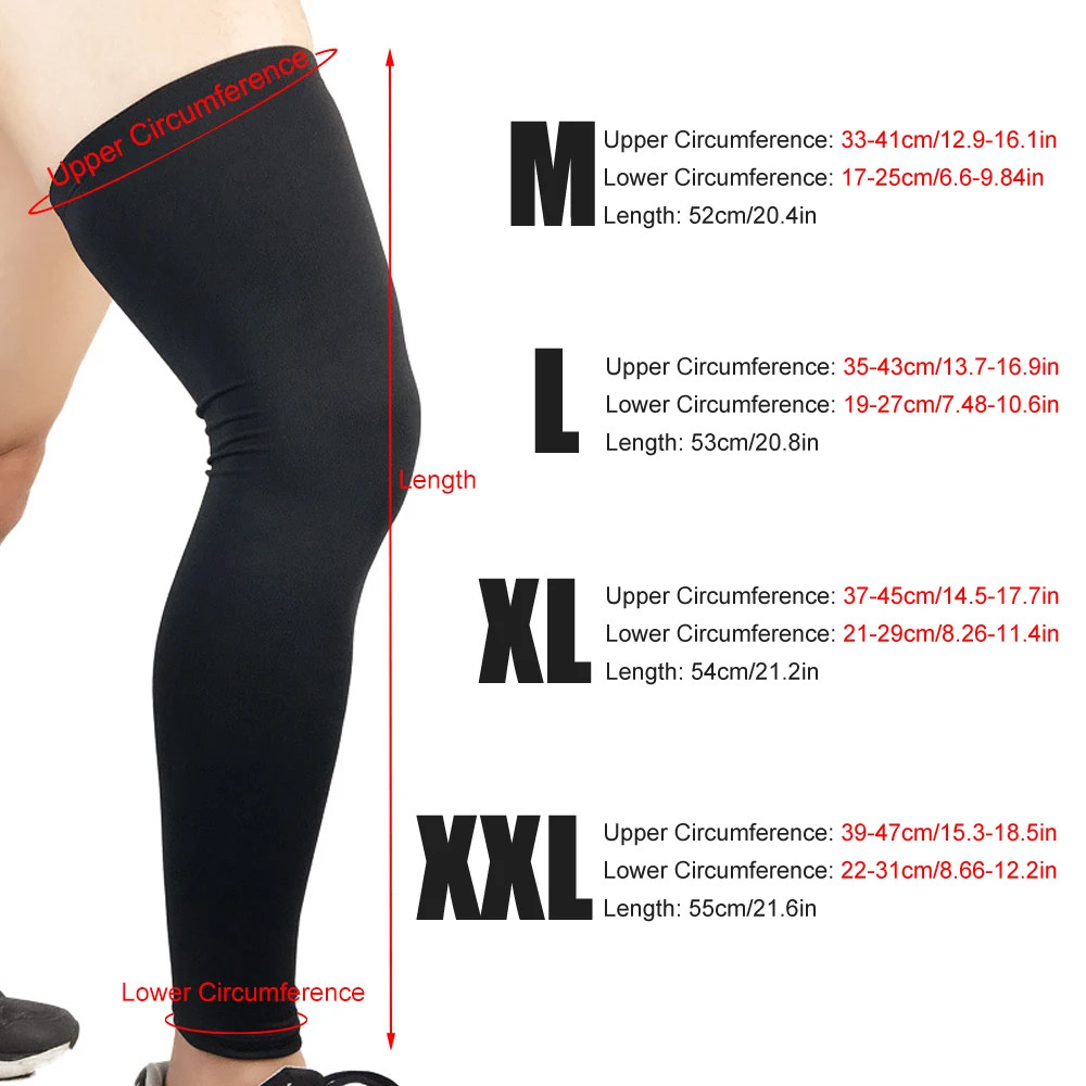 1Pcs Sports Compression Full Leg Sleeve – for Men and Women. Support for Knee, T