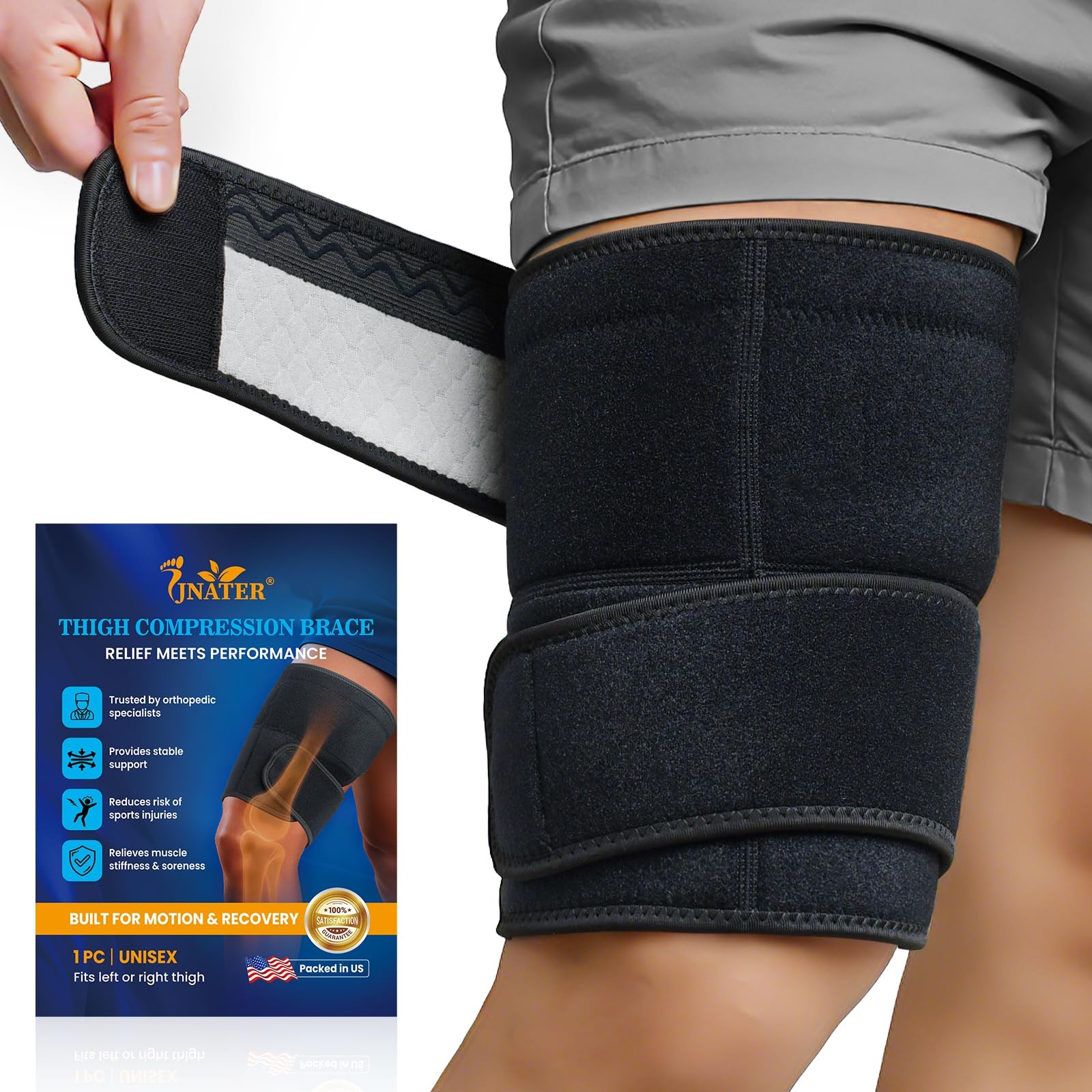 Thigh Compression Sleeve – Adjustable Hamstring Compression Sleeve for Men &