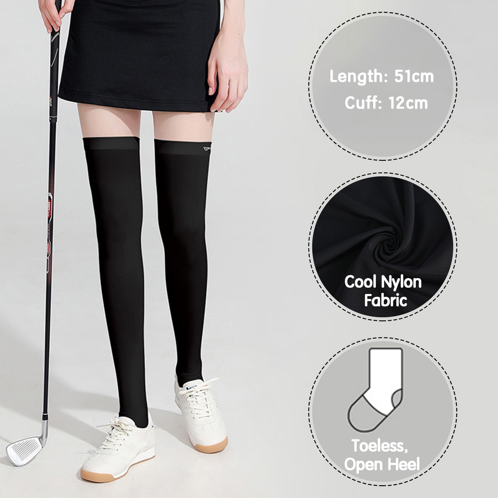 Sun Sleeves Leg Sleeves UV Protection Open Heel Cooling Sleeves Stockings F AWNV