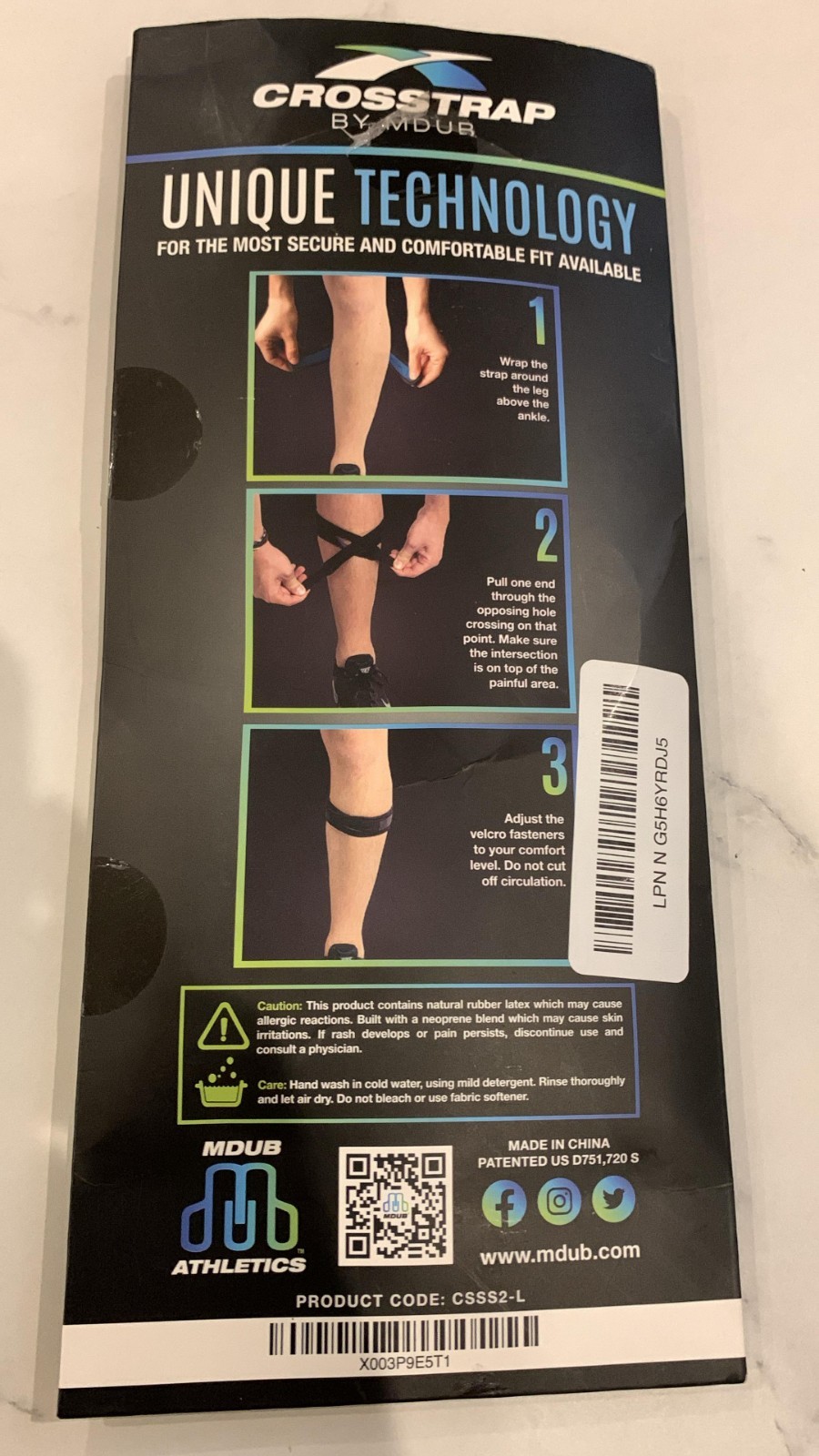 CROSSTRAP Black Shin Splint Strap 2 Pack Size Large 16″-20″ Adjustable Neoprene