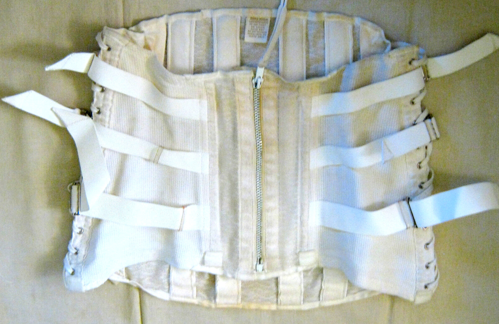 Vintage OTC LUMBOSACRAL SUPPORT Cinch Back Brace Girdle Size 34 in Orig Box
