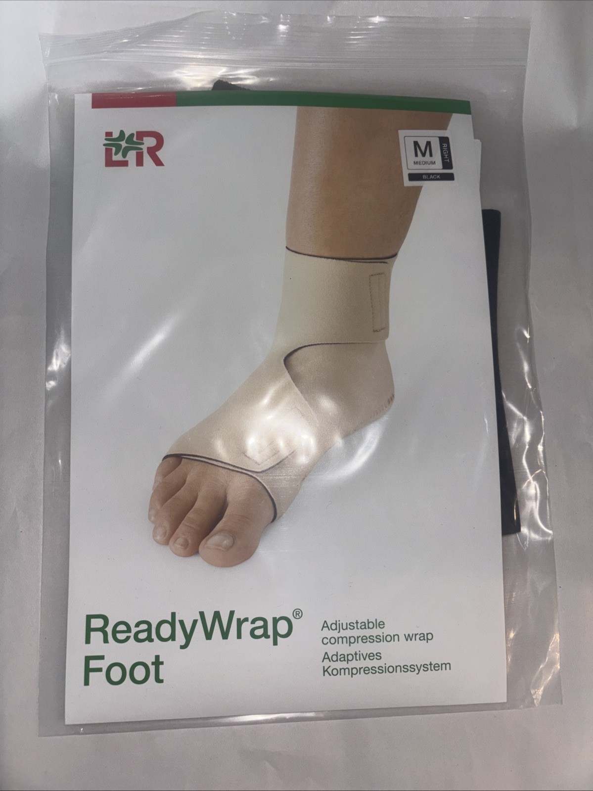L&R Medium Black Right Foot Adjustable Compression ReadyWrap & Liner Foot CT New