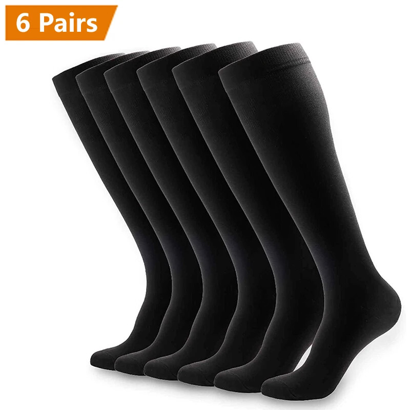 6 Pairs Compression Socks Women Men Circulation 20-30mmhg Support For Running