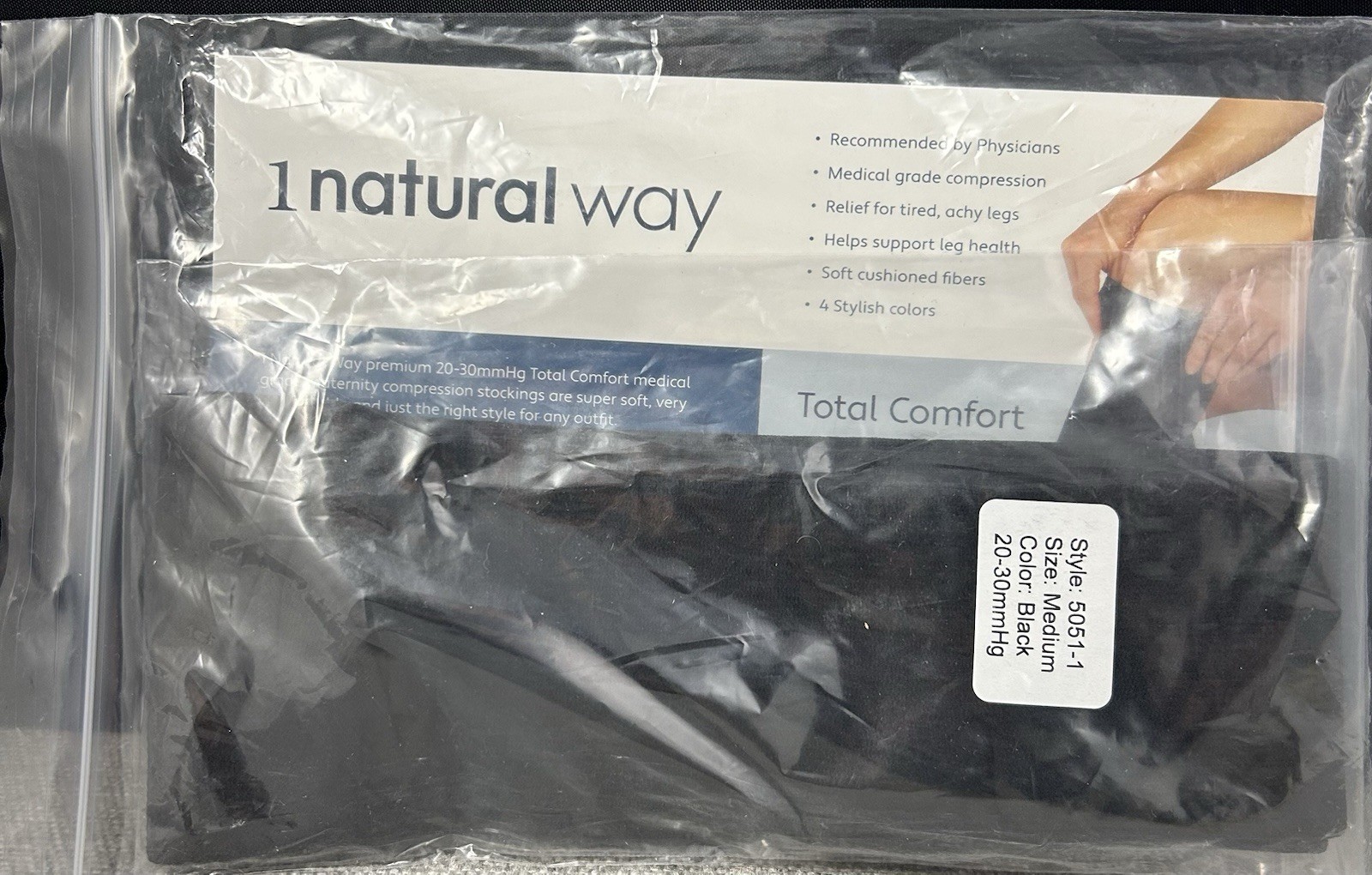 1 Natural Way Compression Socks 20-30mmHg Black Maternity Nursing Edema Diabetes