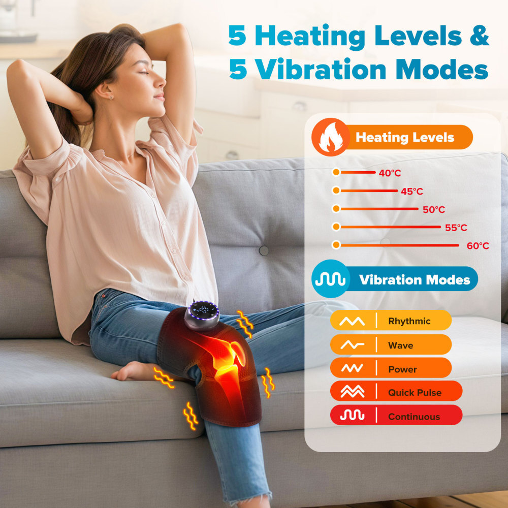 Rechargeable Vibration Heated Knee Massager Hot Compress Joint Shoulder Brace