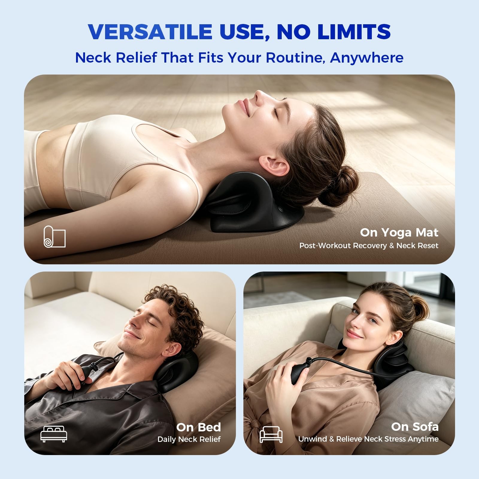 Neck Stretcher with Adjustable Airbag Height, Inflatable Neck and Shoulder Re…