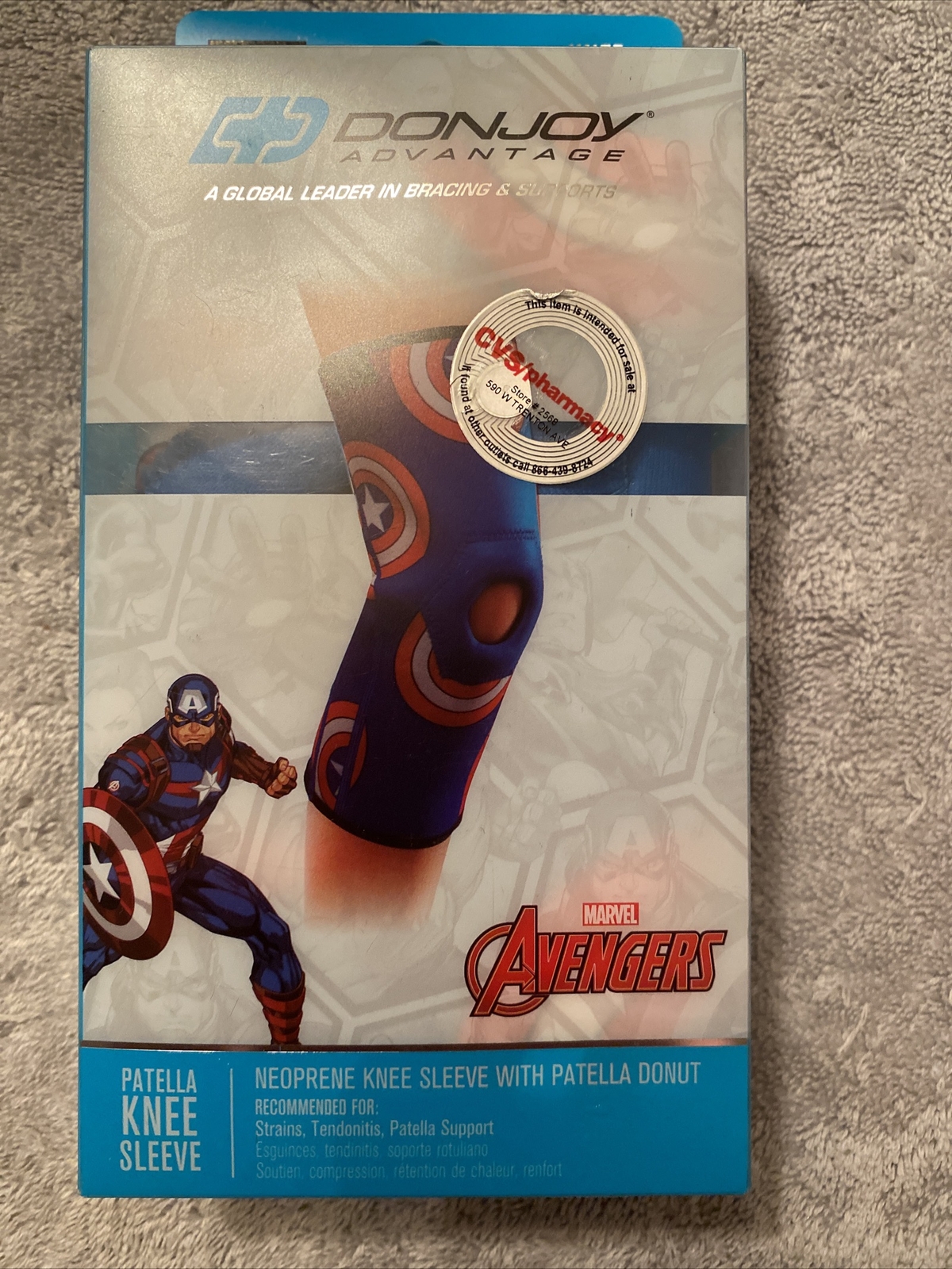 DonJoy Marvel Avengers Captain America Youth Neoprene Knee Sleeve Patella Mild