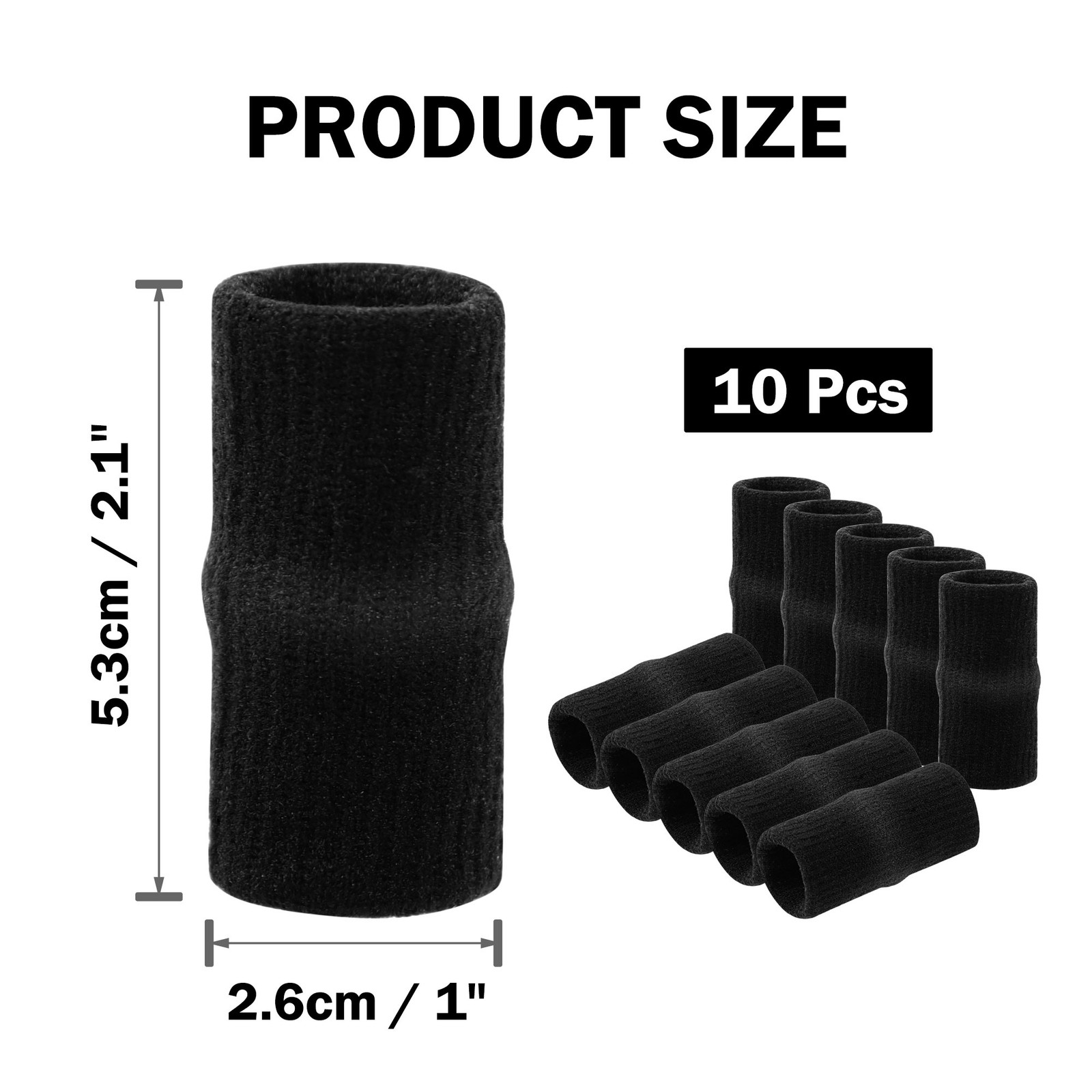 2.1″ × 1″ Black Finger Splints – Elastic Finger Sleeves for Sport Protection