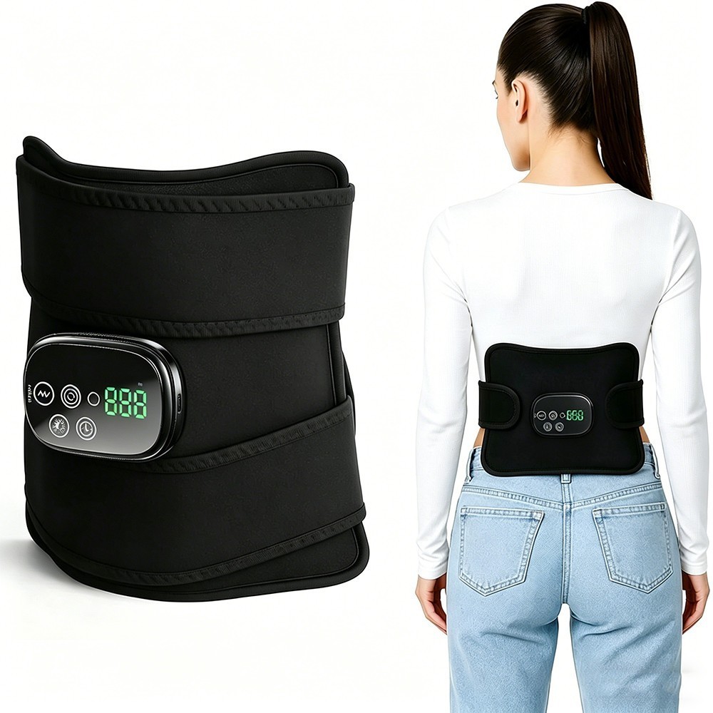 Red Light Heating Vibration Back Massager Lumbar Belt for Lower Back Pain Relief