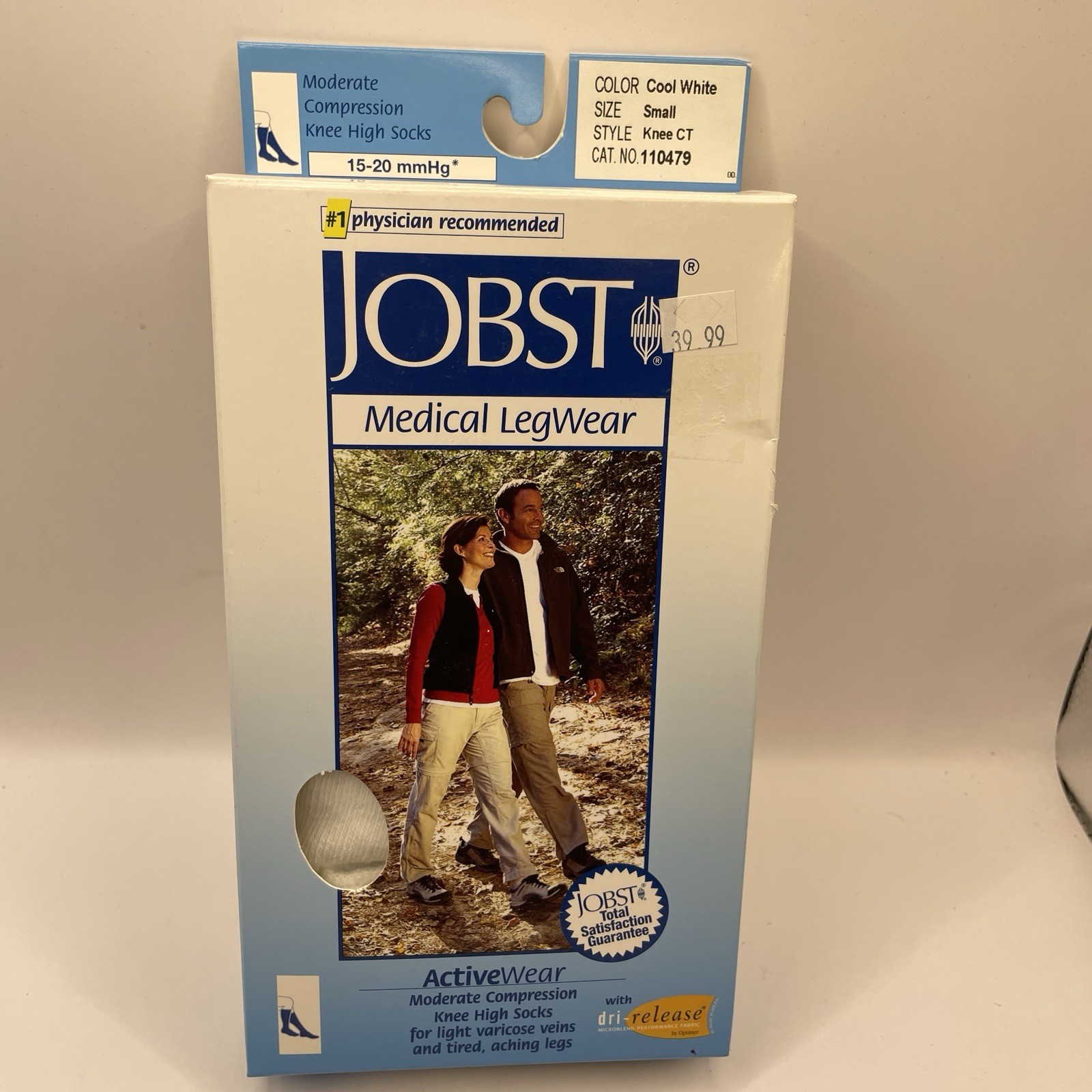 JOBST ActiveWear Compression Socks Small Knee 15-20 mmHg Closed Toe White