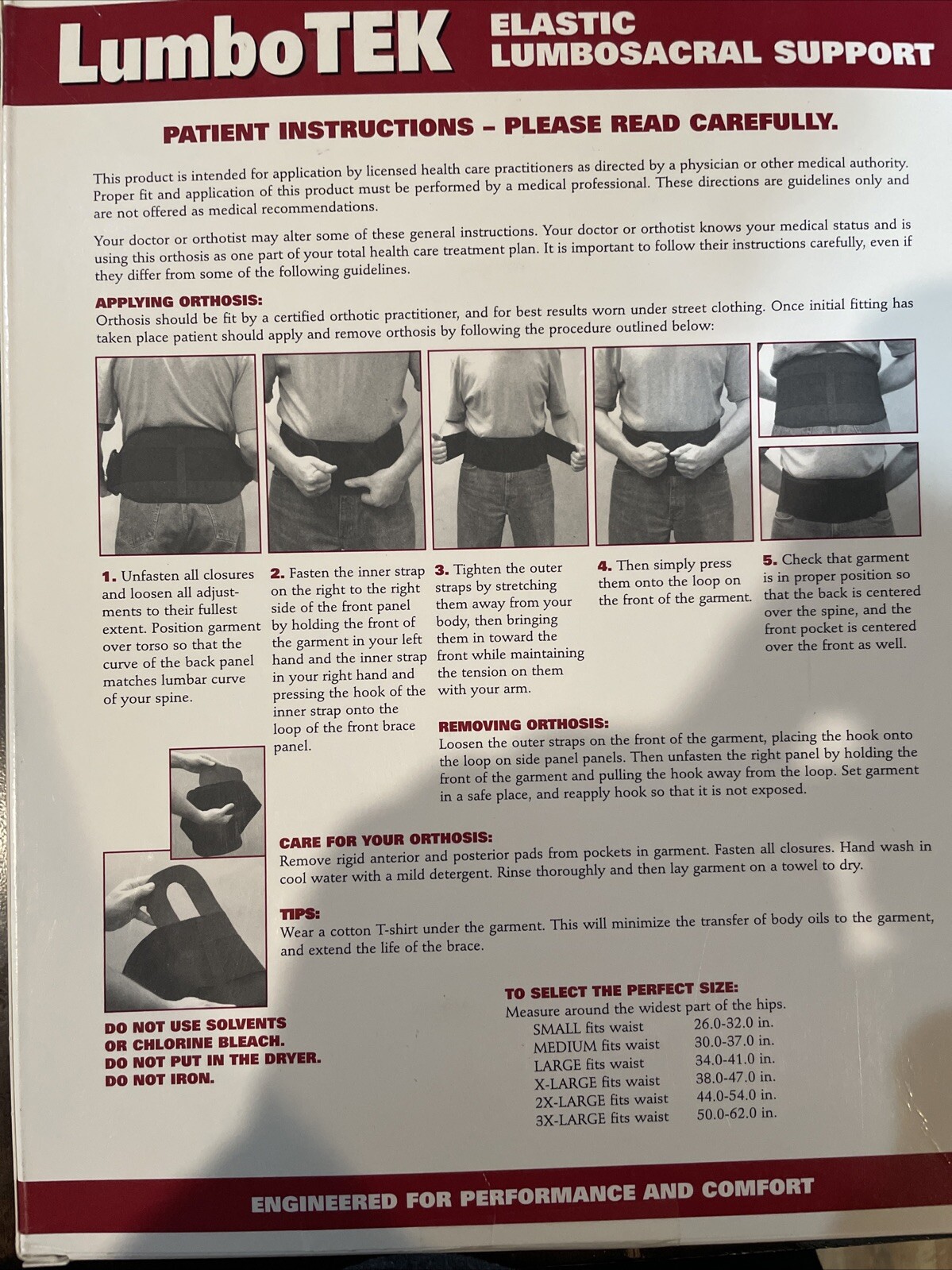 OTC LumboTek Elastic Lumbosacral Support- 2895 Small NEW