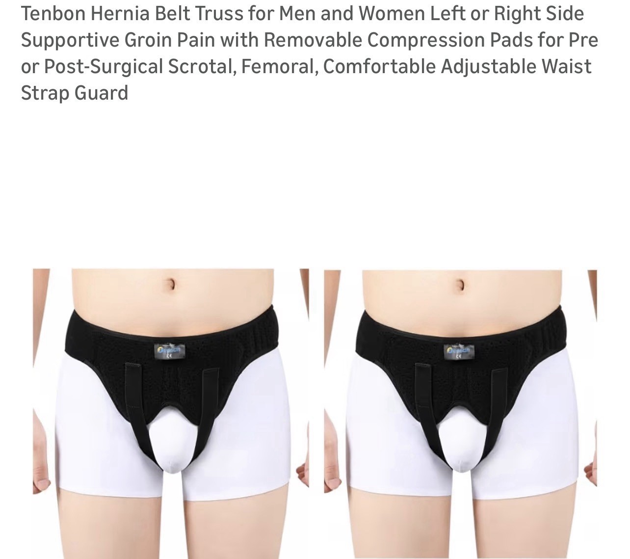 Tenbon Inguinal Hernia Belt Men Women Groin Support Truss Adjustable Waist Strap