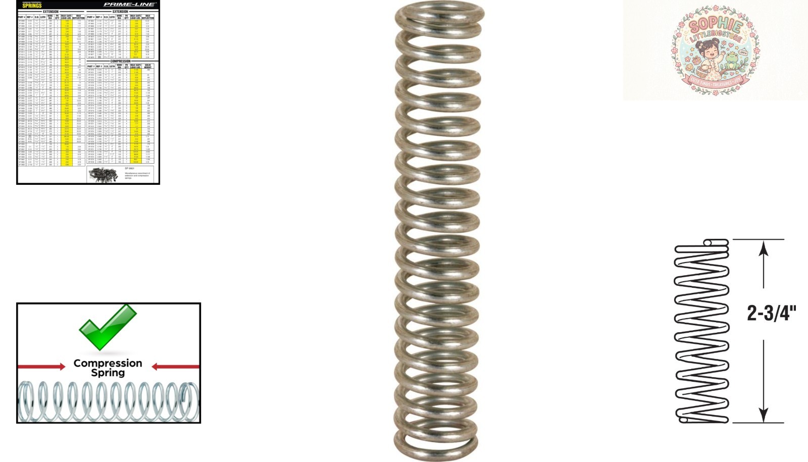 Reliable Compression Springs, Spring Steel Construction, 1/2 In. – 2-Piece Set