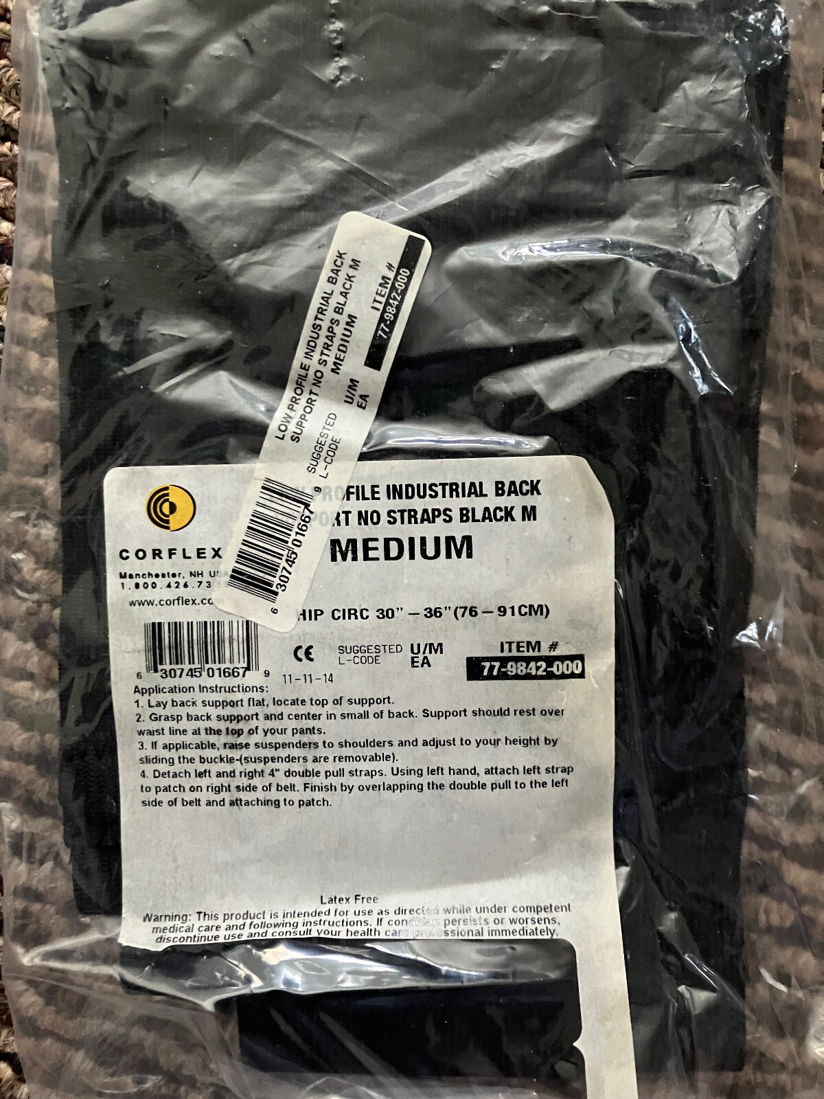 Corflex Low Profile Industrial Back Support…Medium…NEW…Fast Free Shipping