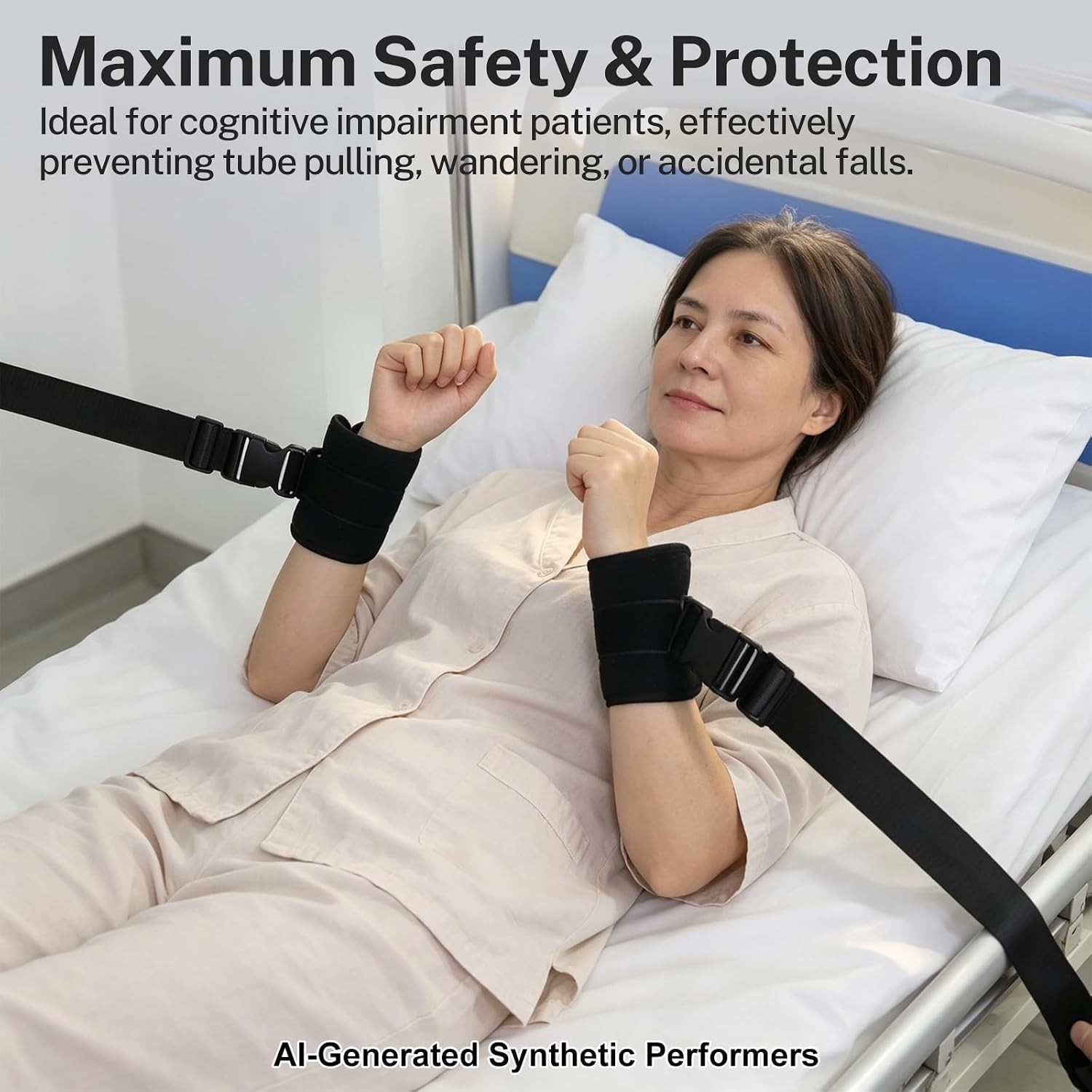 Wrist Restraints for Seniors Dementia Quick Release 2Pcs Adjustable