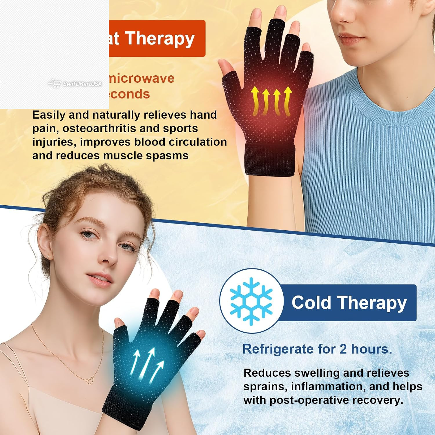 Finger Arthritis Compression Ice Pack Gloves Hot Cold Therapy Carpal Tunnel Pain