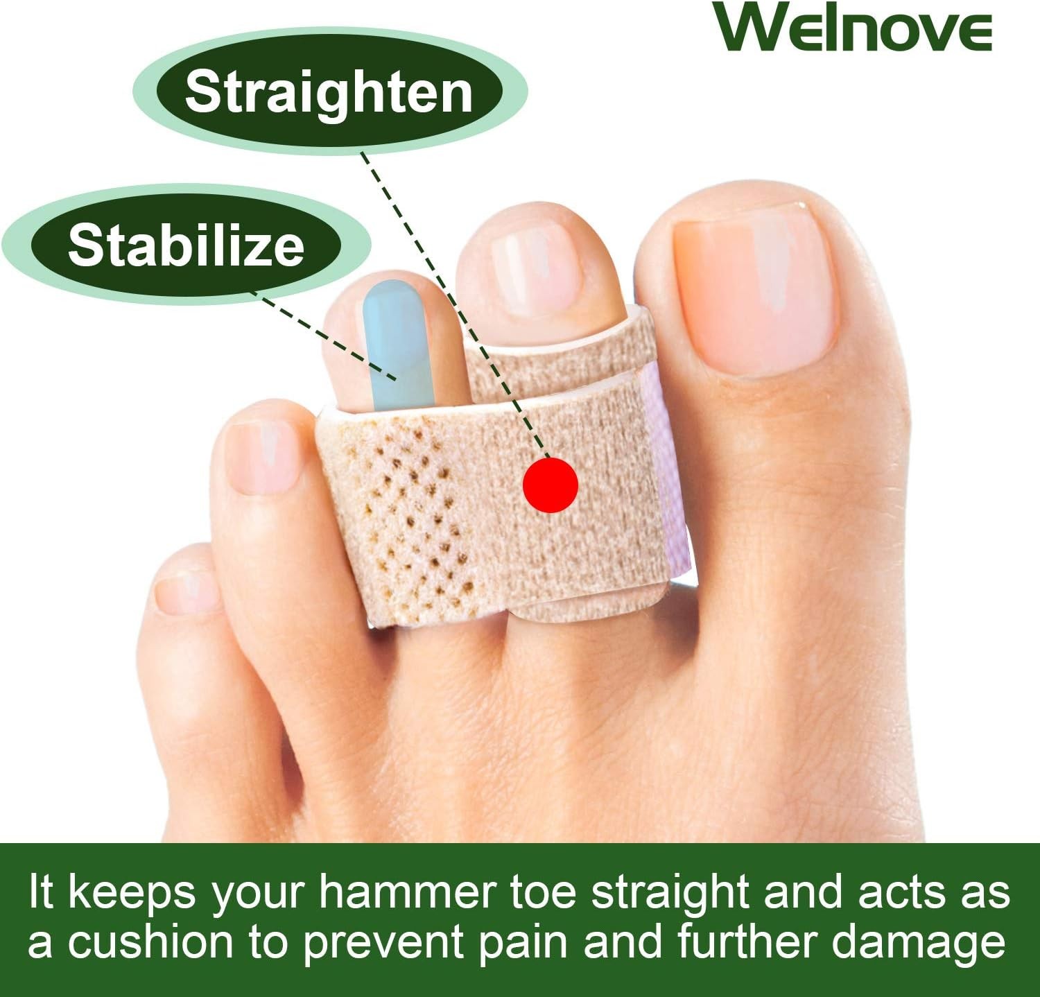 Welnove 6Pcs Hammer Toe Straightener, Splints, 6 Count (Pack of 1)