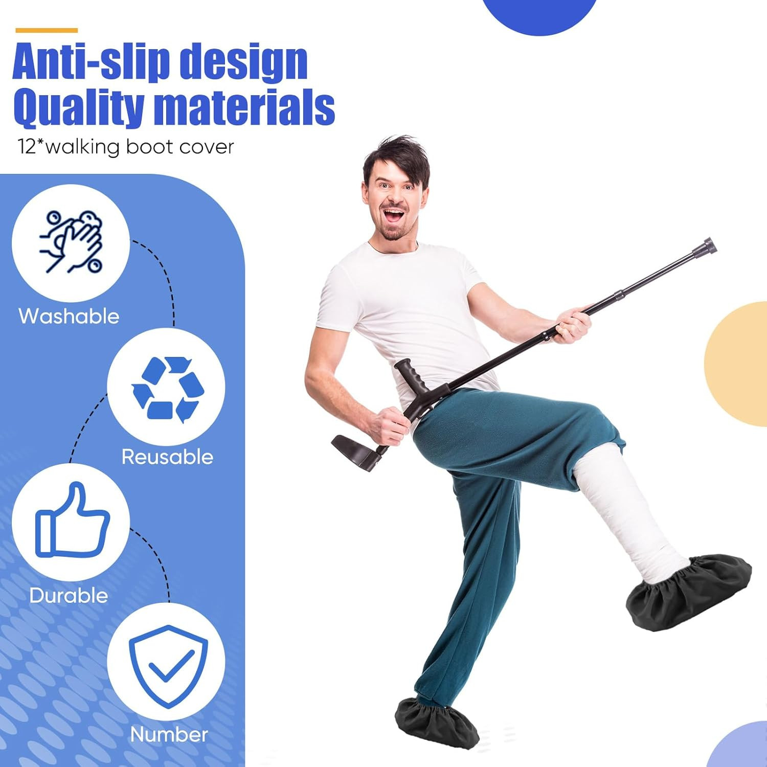 12 Pieces Fracture Walking Boot Cover, Reusable Waterproof Non-Skid Foot Brace C
