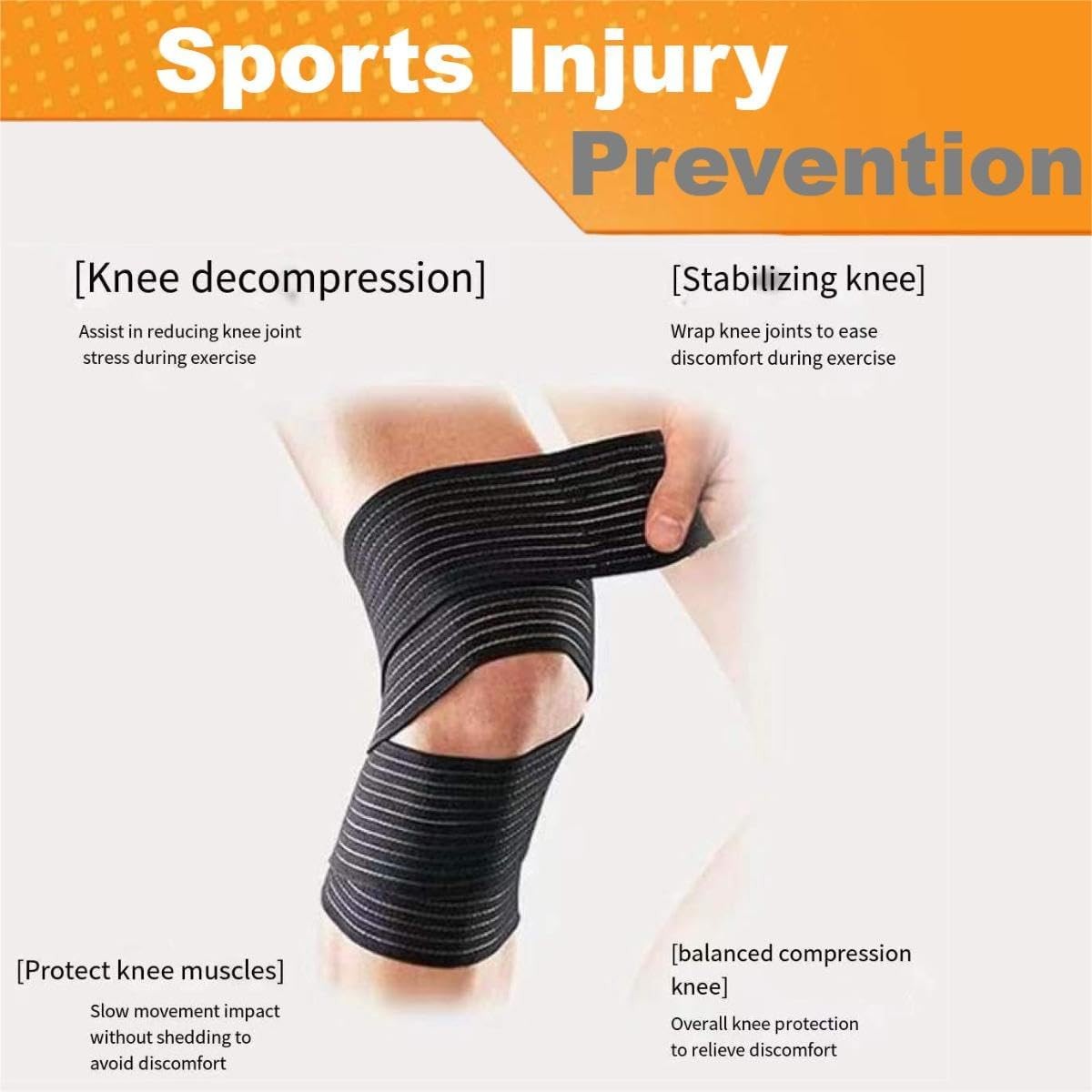 Adjustable Elastic Knee Wrap Compression Bandage Brace Support for Women and Man