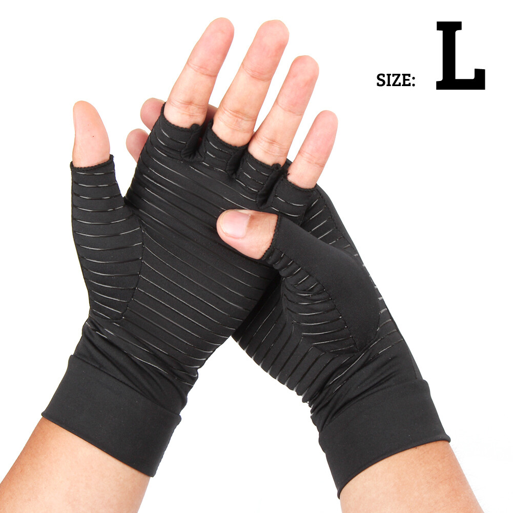 Half Finger Gloves Copper Fiber Compression Arthritis Pain Relief Wrist Support
