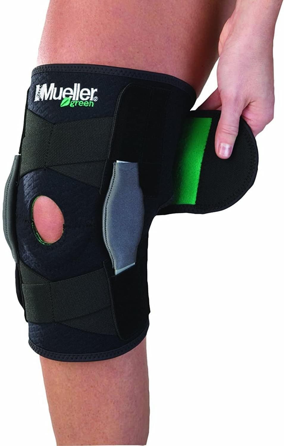 MUELLER Sports Medicine Green Self-Adjusting Hinged Knee Brace Black, One Size