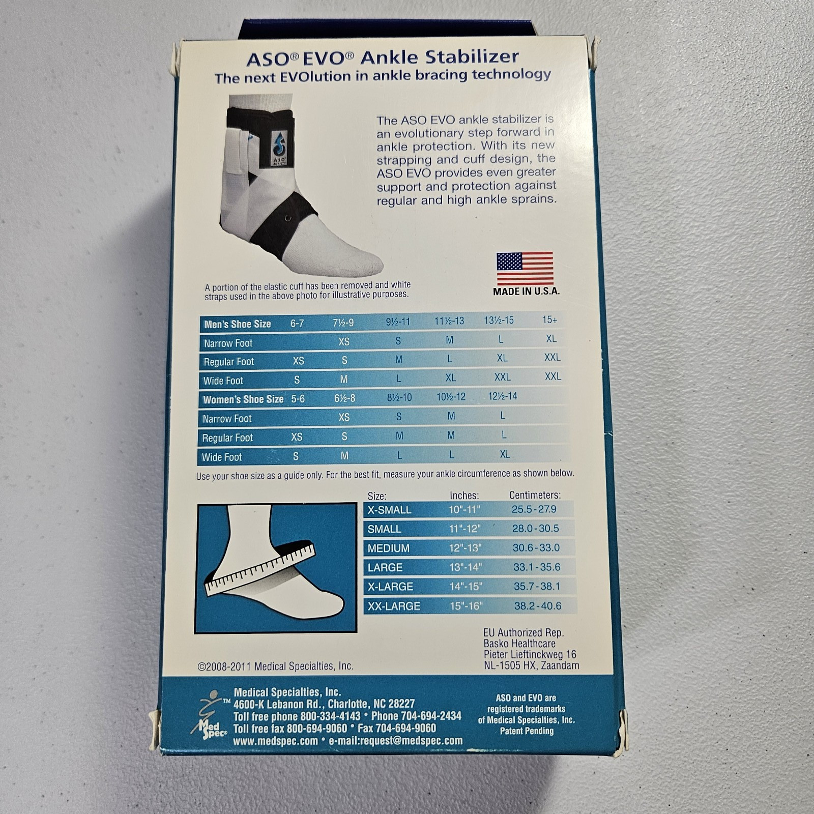 ASO Ankle Stabilizer Orthosis EVO Speed Lacer, Black,SM