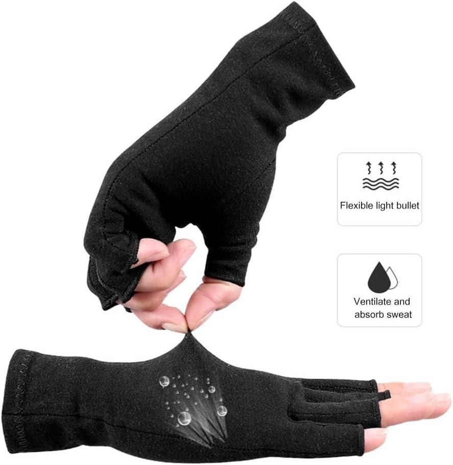 Breathable Black Compression Gloves for Arthritis Pain Relief – Unisex Size M