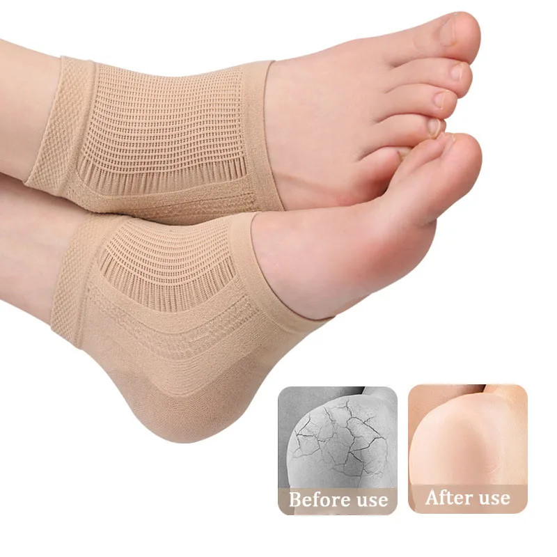 Heel Protector Mesh Gel Silicone Heel Socks Foot Cover Moisturizing Anti-wear An