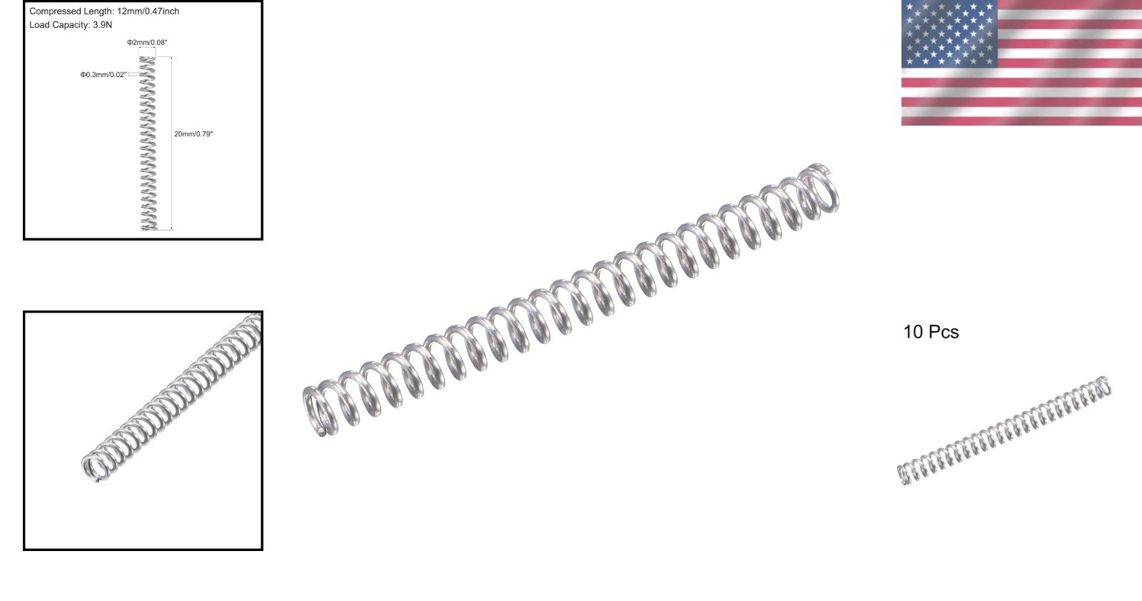 High Elasticity Compression Springs – 304 Stainless Steel, 20mm Free Length
