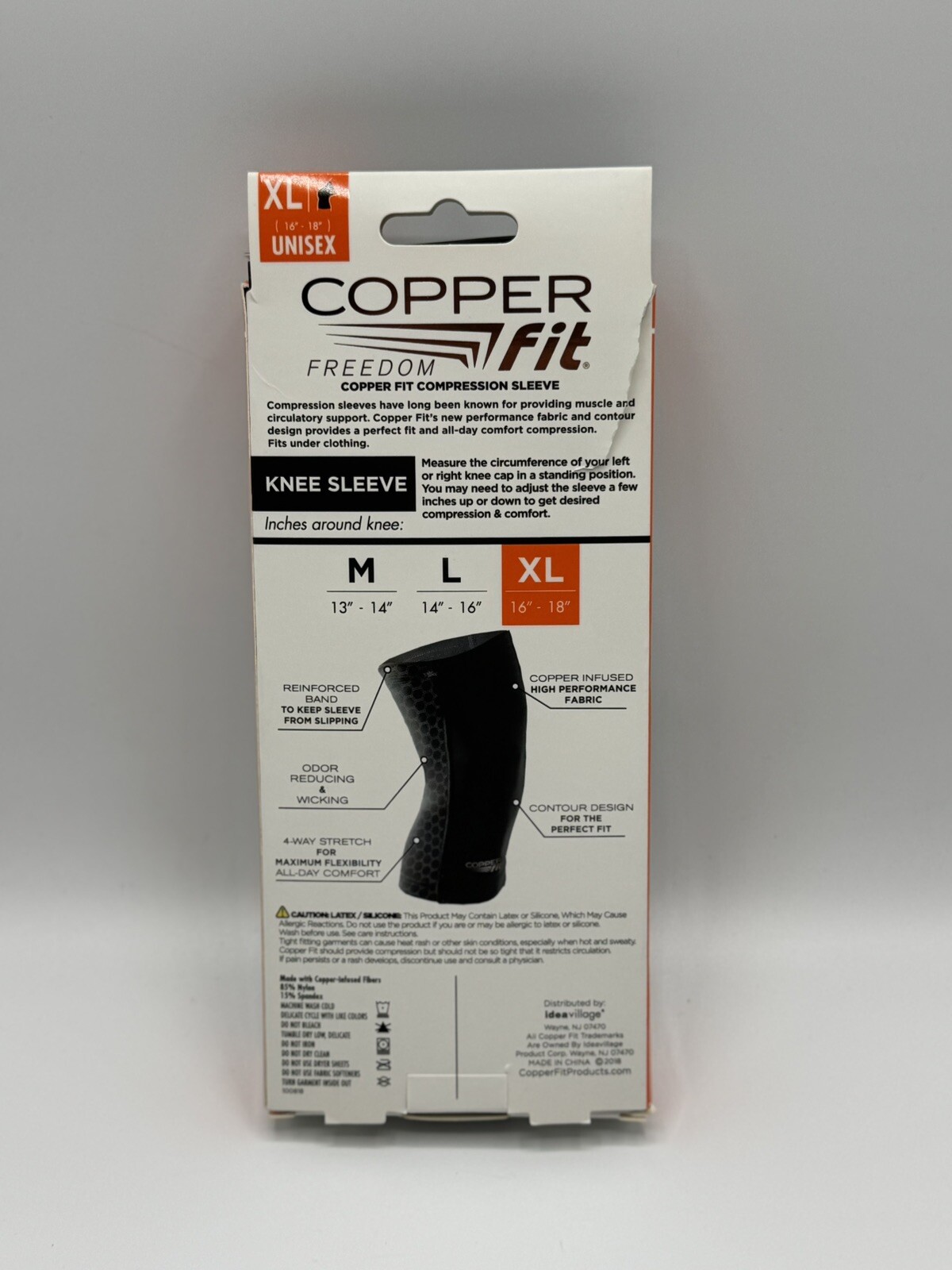 Copper Fit Original-Freedom-Compression Infused Knee Sleeve XL Unisex: 16”-18”