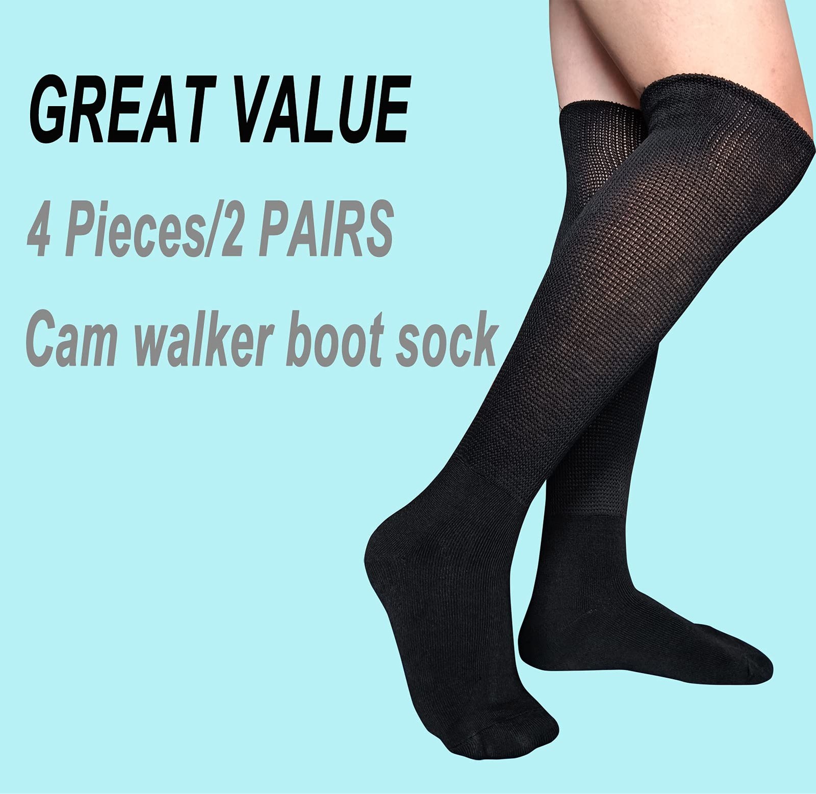 2 Pairs Walking Boot Socks Air Cam Walker Brace Fracture Boots Orthopedics So…