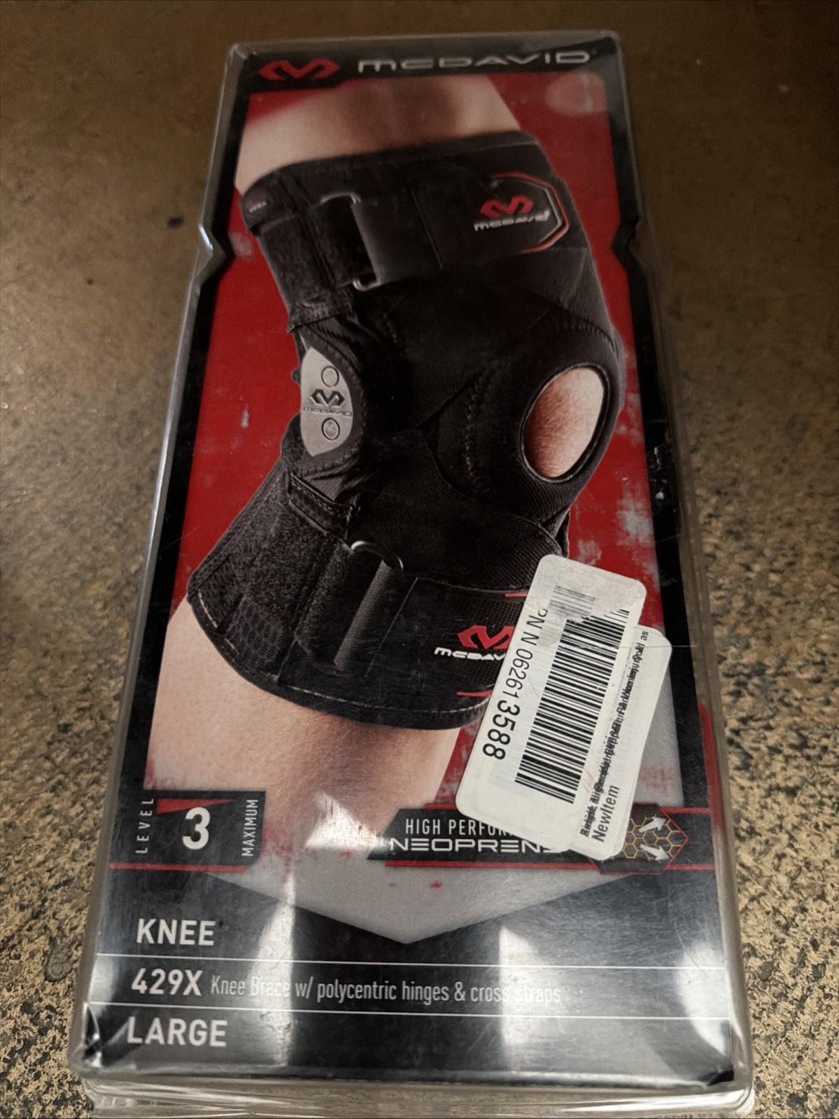 McDavid Hinged Knee Brace With Cross Straps, 429X, Level 3, (Size: LARGE) NIOB