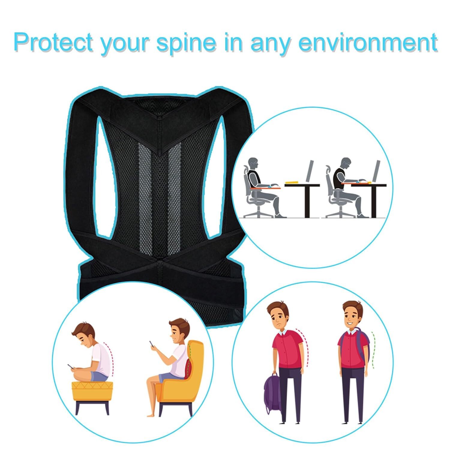 Adjustable and Light Weight Posture Corrector Perfect Back Brace. for Men Women