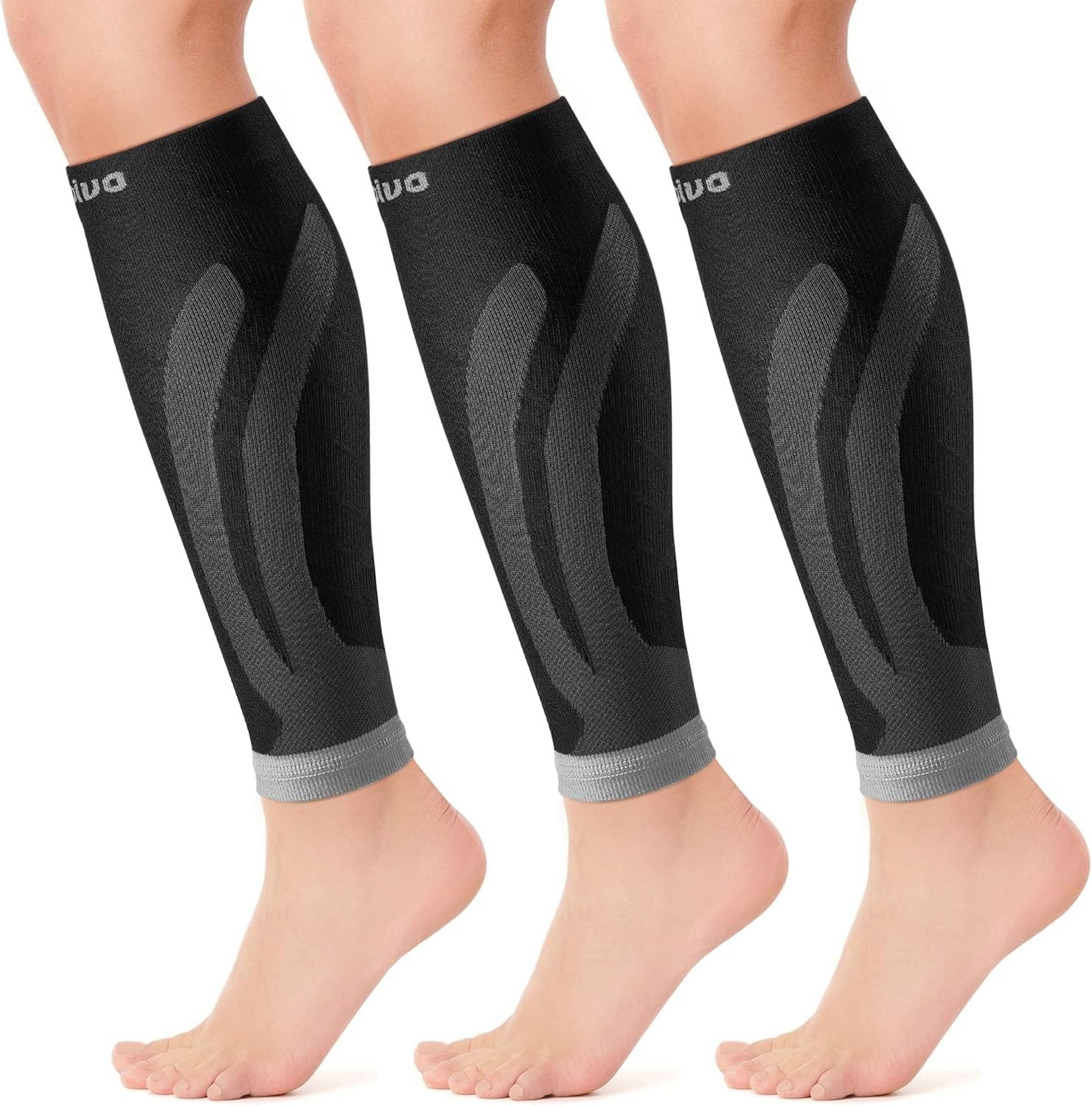 3-Pair Calf Compression Sleeves for Men & Women – Footless Socks for Shin Spl…