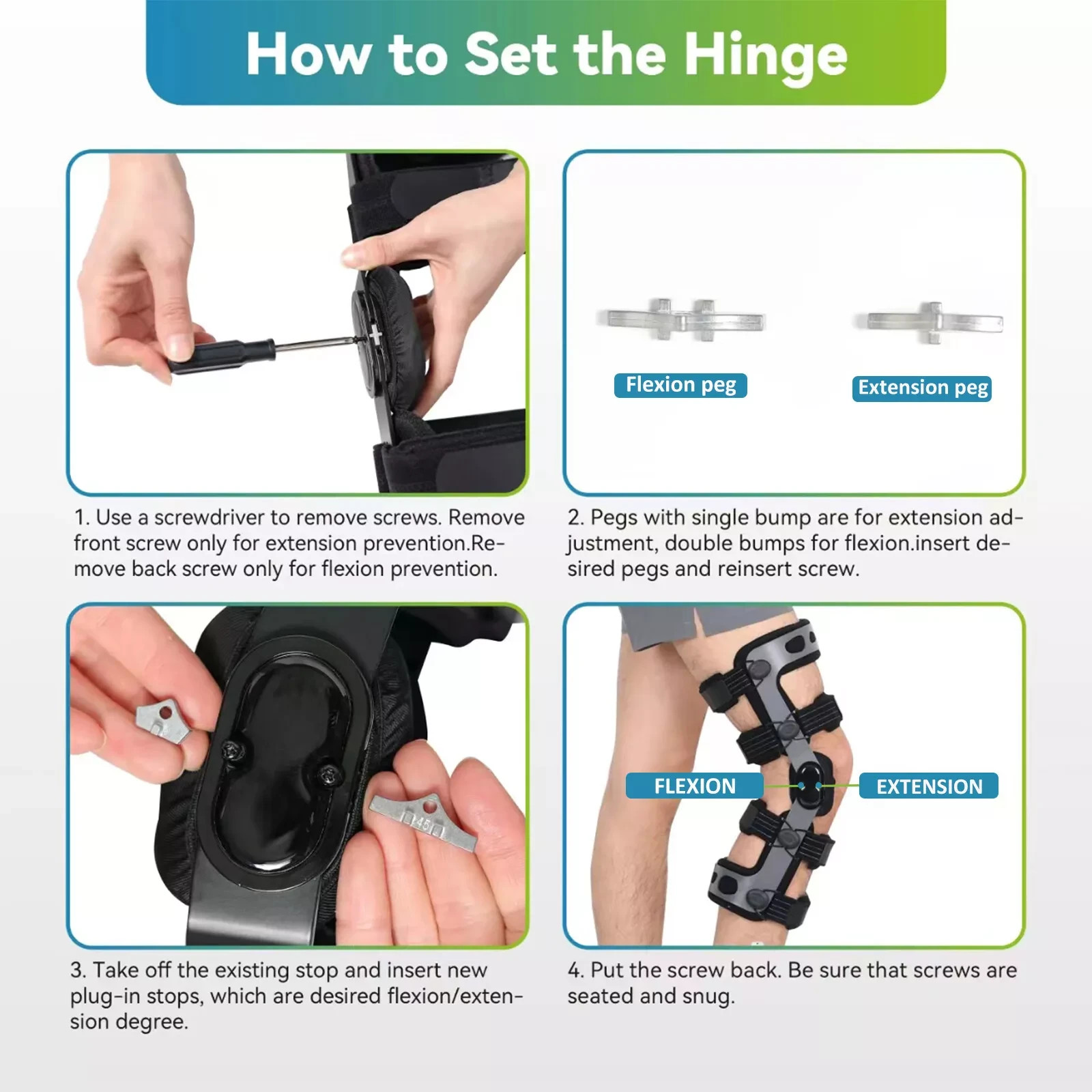 Double hinged ACL postoperative rehabilitation knee brace for Men & Women
