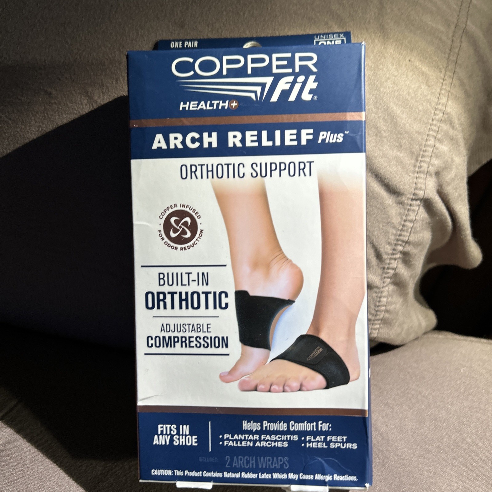 Copper Fit Health Unisex Arch Relief Plus with Built-In Orthotic Support – Black