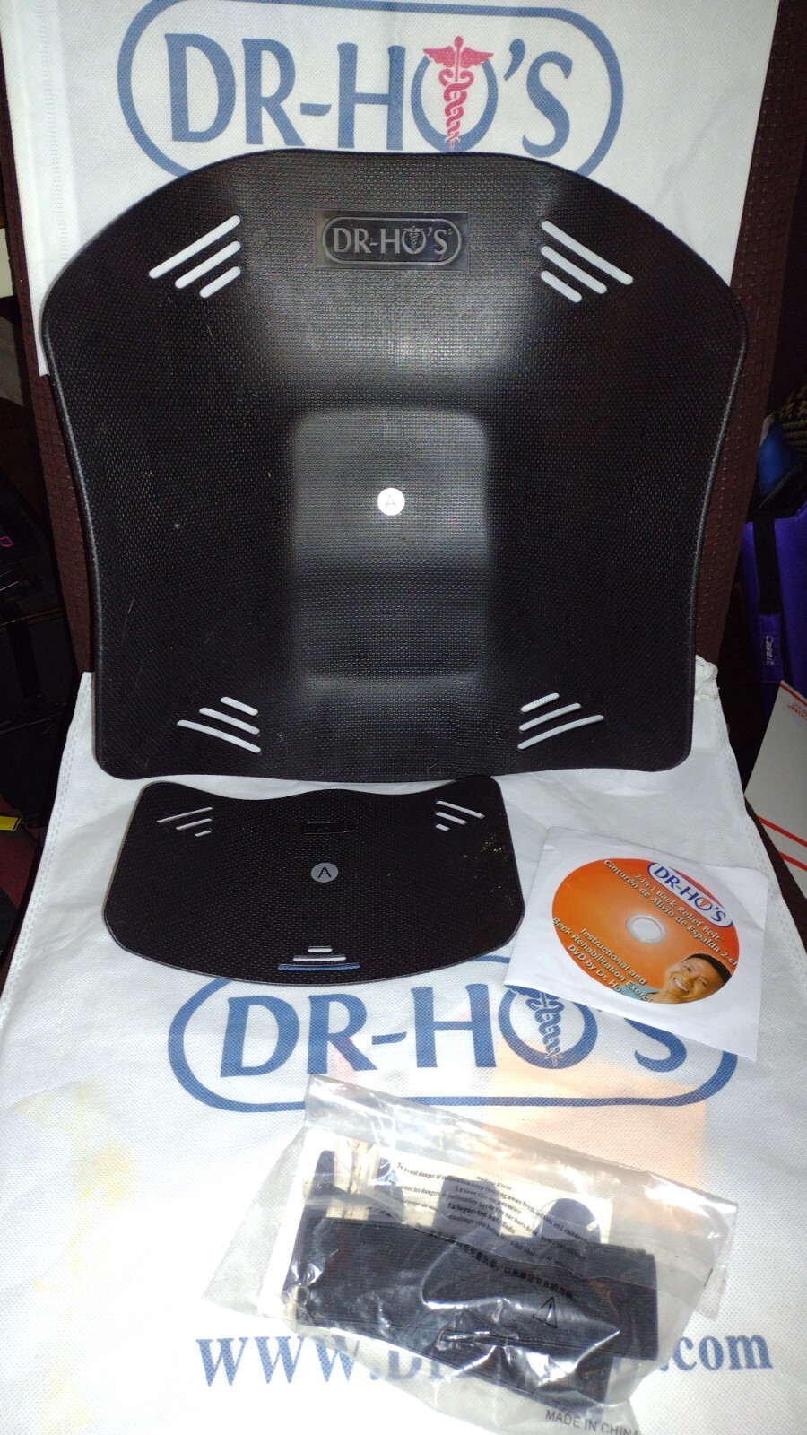 2 DR. HO’S RIGID BACK BRACE, LUMBAR SPINE PANELS SIZE A, WAIST 25″-41″ ONLY &DVD
