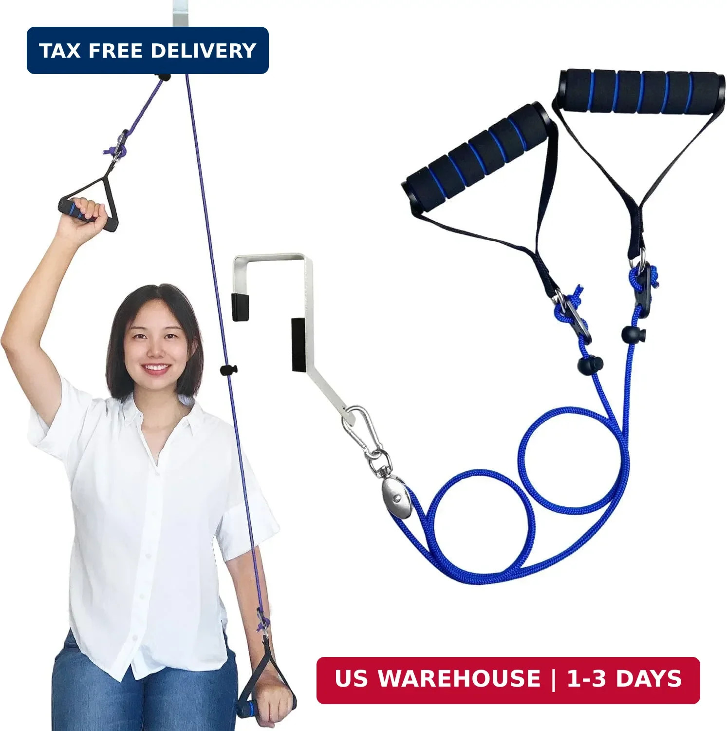 Shoulder Pulley for Physical Therapy, Pulleys Metal Bracket, Blue
