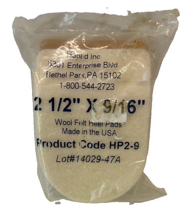 Hapad Heel Pads HP2-9 Size 2 1/2 X 9/16 100% Wool Felt Free Shipping