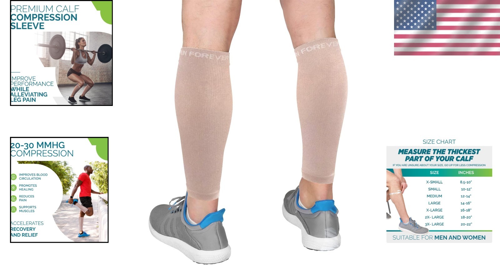 Multi-Purpose Calf Compression Sleeve 20-30 mmHg – Ideal for Running & Recovery