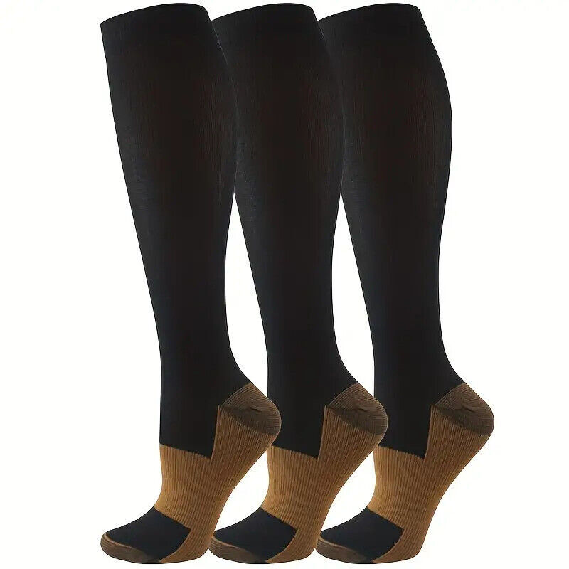 3 Pack Bamboo Compression Socks (20-30 mmHg) Moisture Wicking Support Stocking