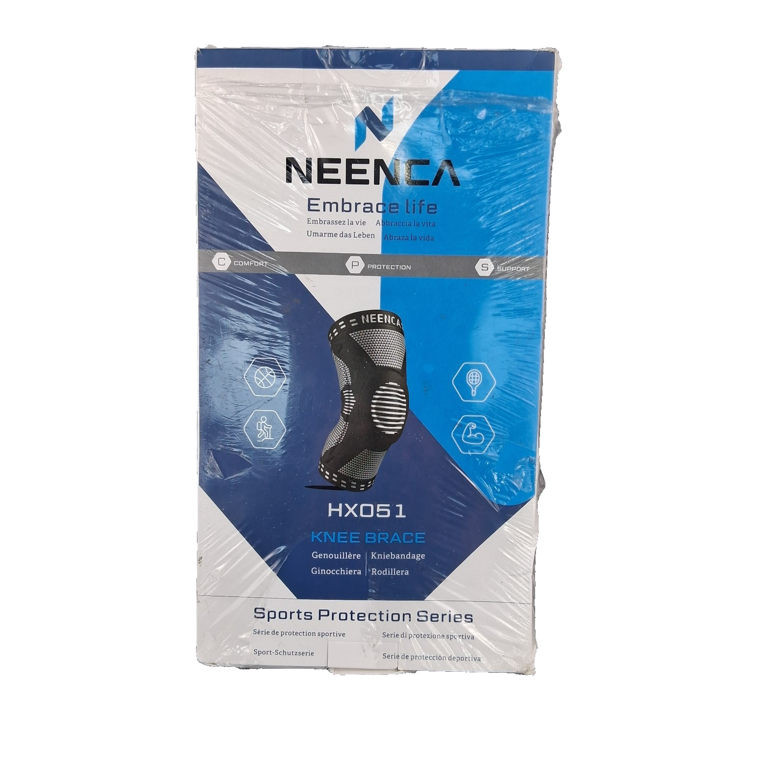 Neenca HX051 Knee Brace Sports Protection Series Pain Relief Black Size L