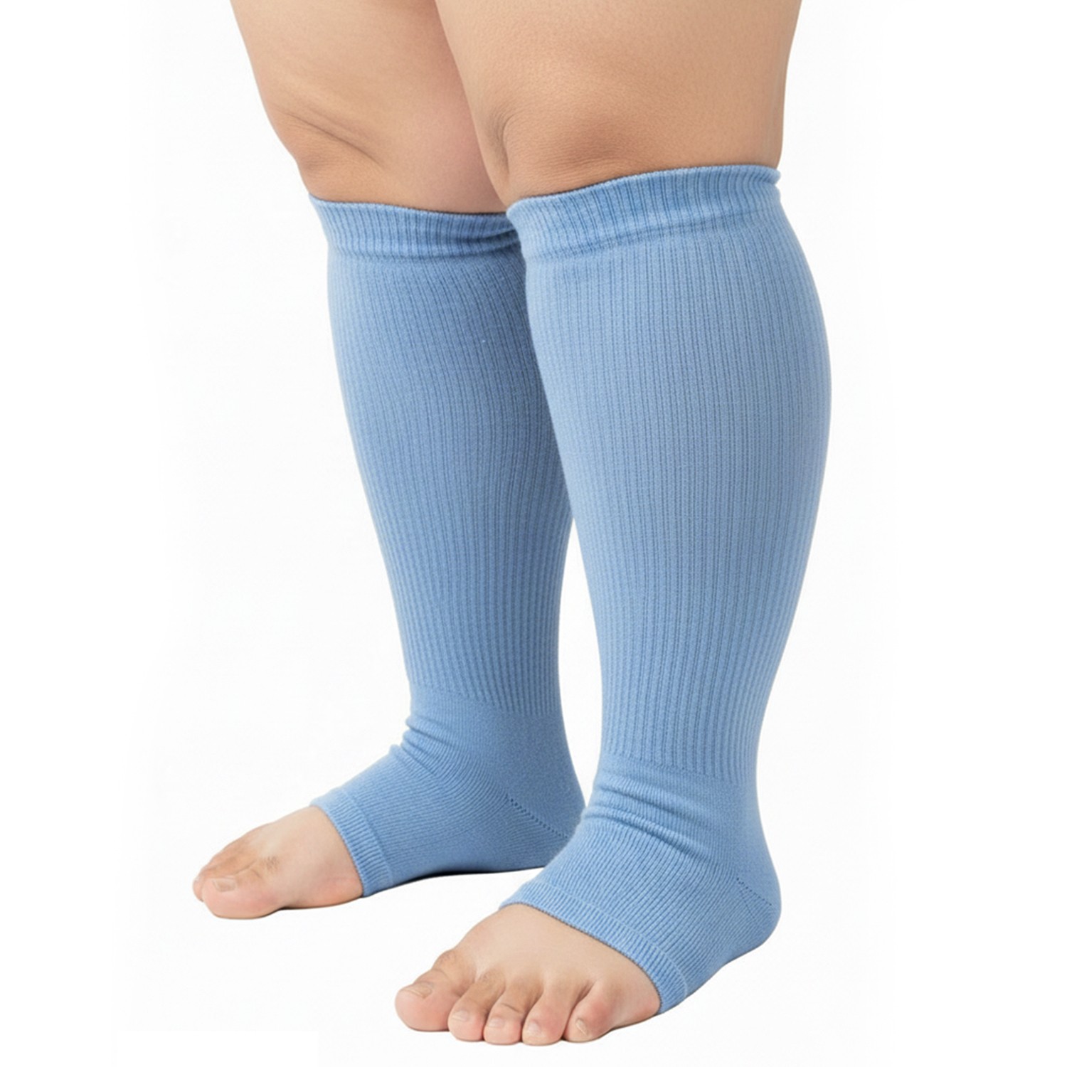 2XL-4XL Plus Size Open Toe Compression Socks, Calf Pressure Stockings for Unisex