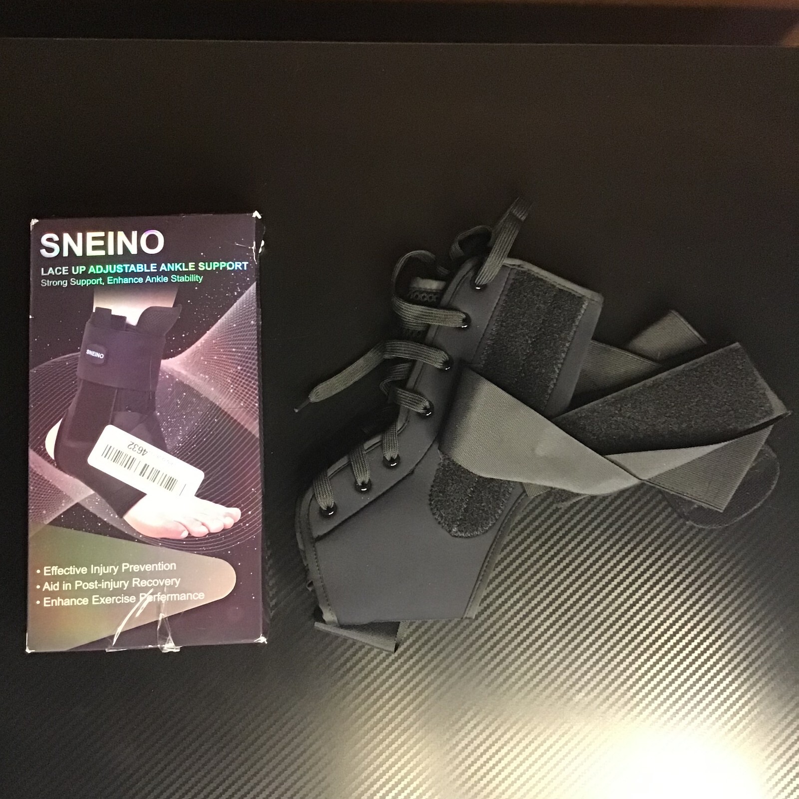 SNEINO Adjustable Lightweight Lace-up ANKLE BRACE Stabilizing Support – Medium