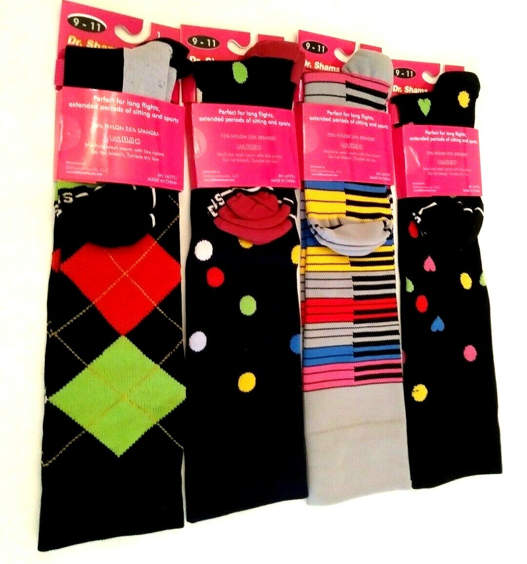 4 Pair 9-11 Compression Socks Support Anti-Fatigue 15-20 mm Hg Sports Travelers