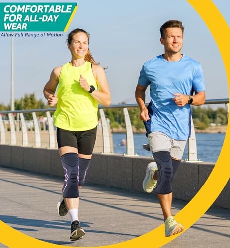 2 Pack Knee Compression Sleeve Brace for Men Women – Black Large