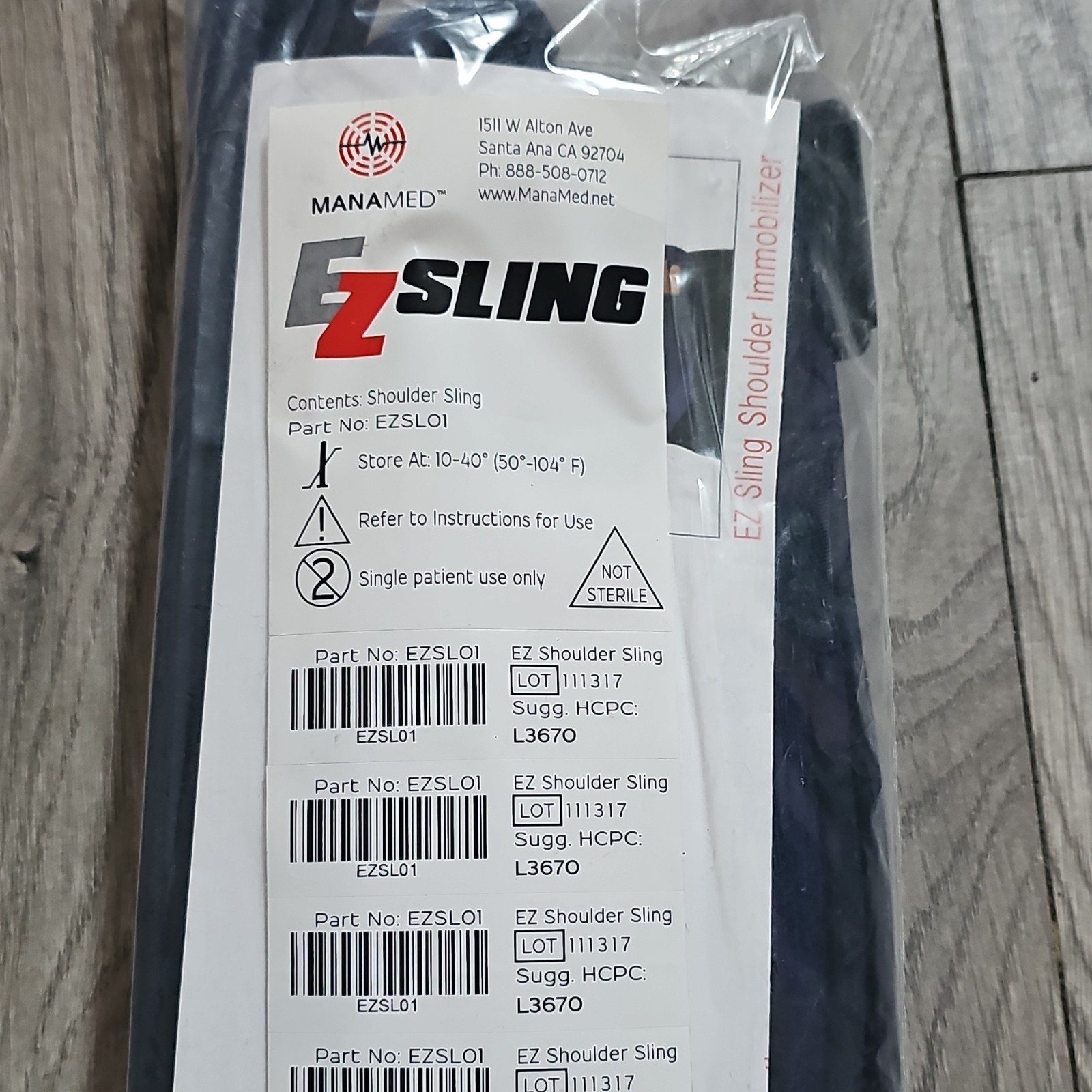 Manamed EZ Sling Shoulder/Arm Immobilizer Sling Black Size S EZSL01