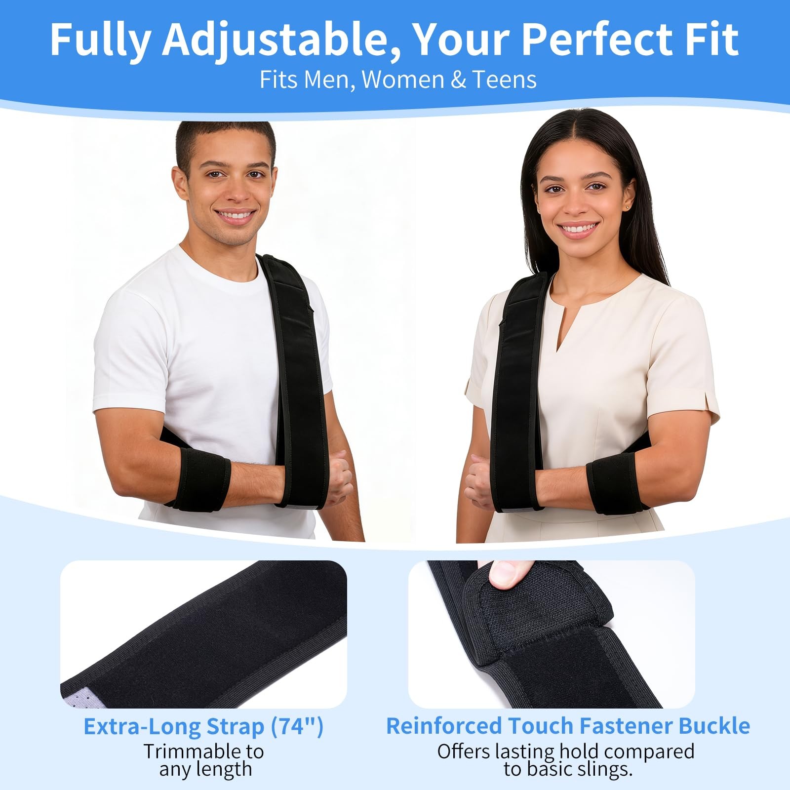 Black Adjustable Arm Sling Shoulder Immobilizer Broken Collarbone Support