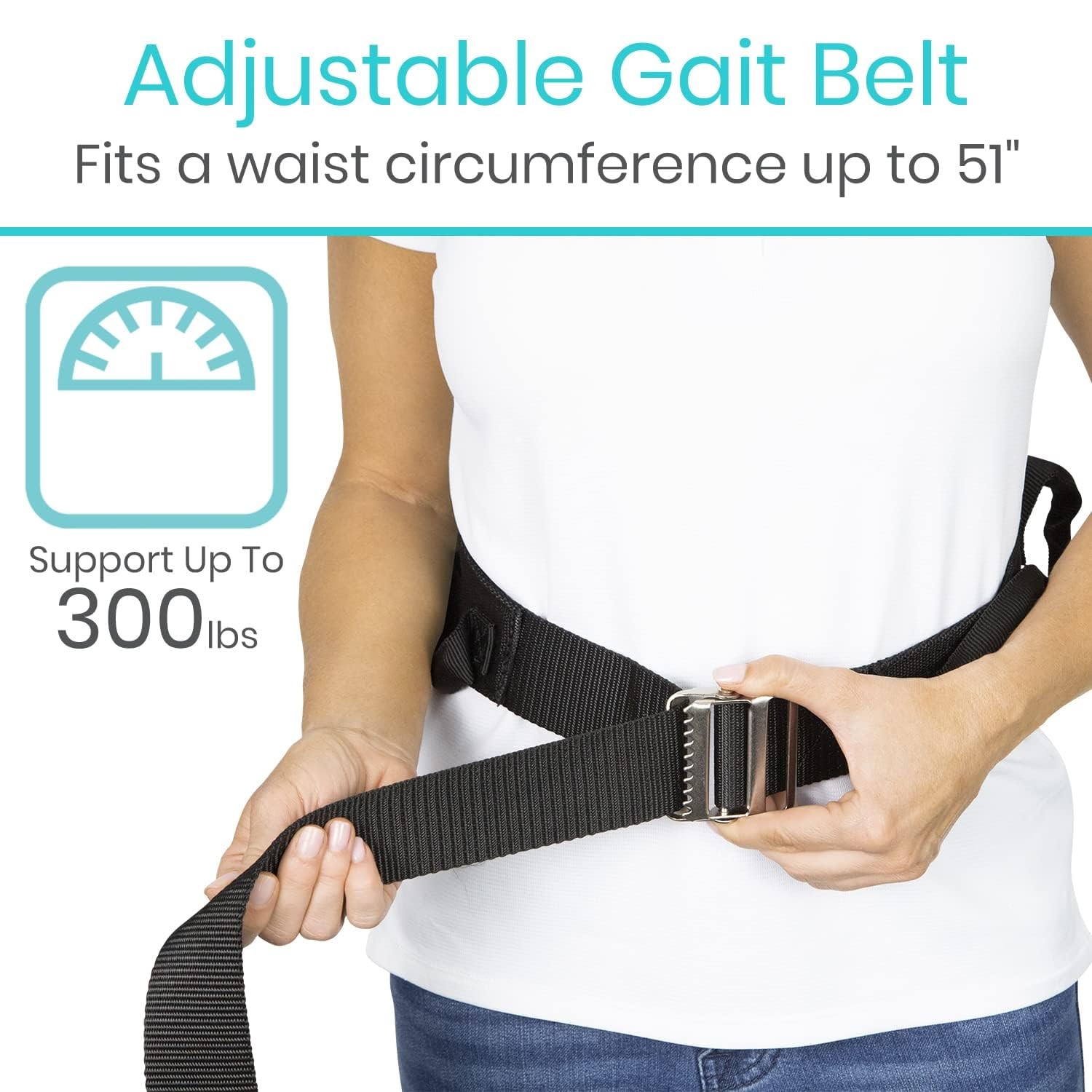 Gait Belt Transfer Belt with Handles – 300Lbs Capacity for Patient Assist
