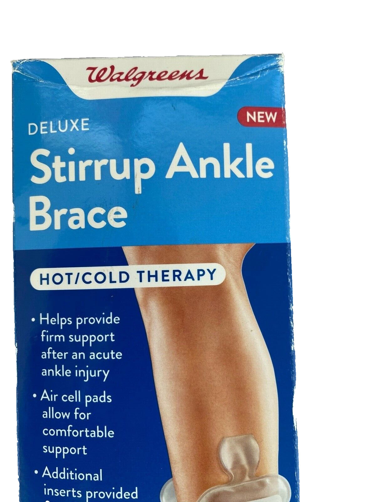DELUXE STIRRUP ANKLE BRACE, ONE SIZE L/R HOT/COLD THERAPY NEW IN BOX & FREE SHIP
